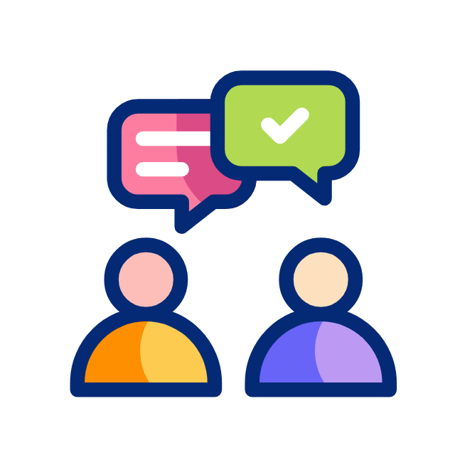 Animated conversation icon for fluency